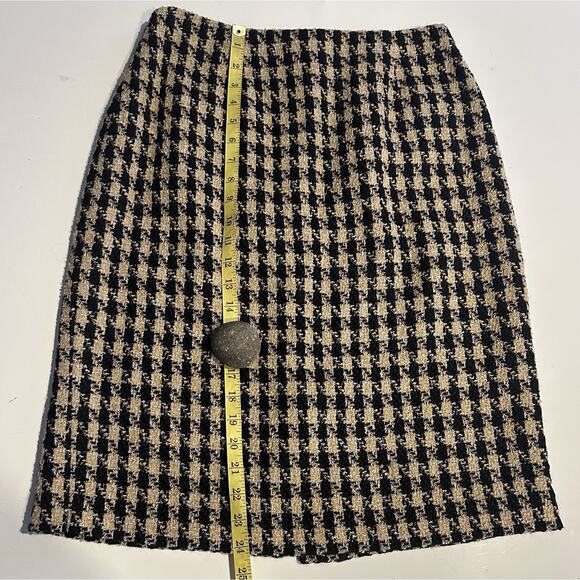 Talbots Houndstooth Tweed Blazer Skirt Set Sz 4 Wool Blend Pockets Zipper Front - Picture 7 of 12